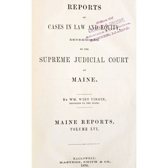 1870 Maine Reports William Virgin V5 Cases In Law Victorian 1st Edition 56 SHBS1 - Picture 5 of 5
